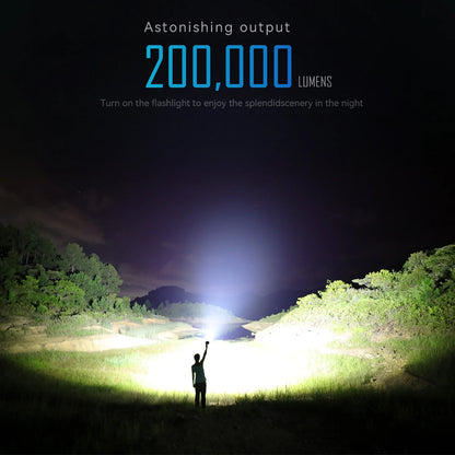 Mega Super Ultra -Powerful 200,000 Lumen Tactical Flashlight see everything and anything.